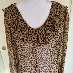 INC Silk Animal Print Long Sleeve Top, Size 10
